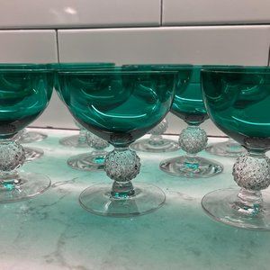 (10) Vintage Low Sherbet Golf Ball Stiegel Green by MORGANTOWN, 1939-1971